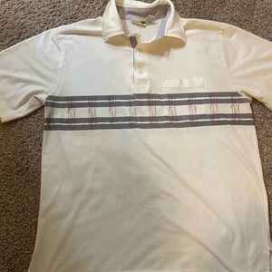 London Fog Cream Polo with Plaid Detail